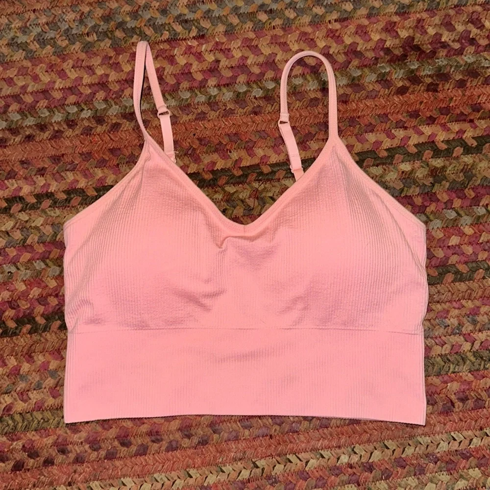 NWOT Z BY ZELLA PINK RIBBED BRA TOP
